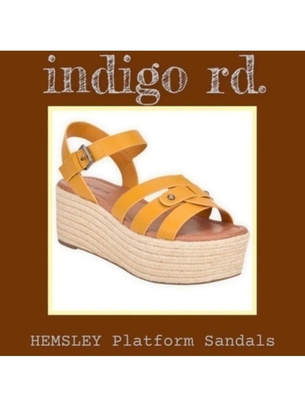 INDIGO RD. Hemsley Cross Strap Golden Yellow Platform Sandals NEW/10M